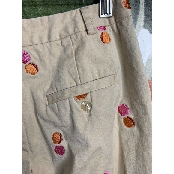 Lilly Pulitzer Cropped Pants Size 4 Beige Emboidery Cotton Blend - Picture 3 of 8